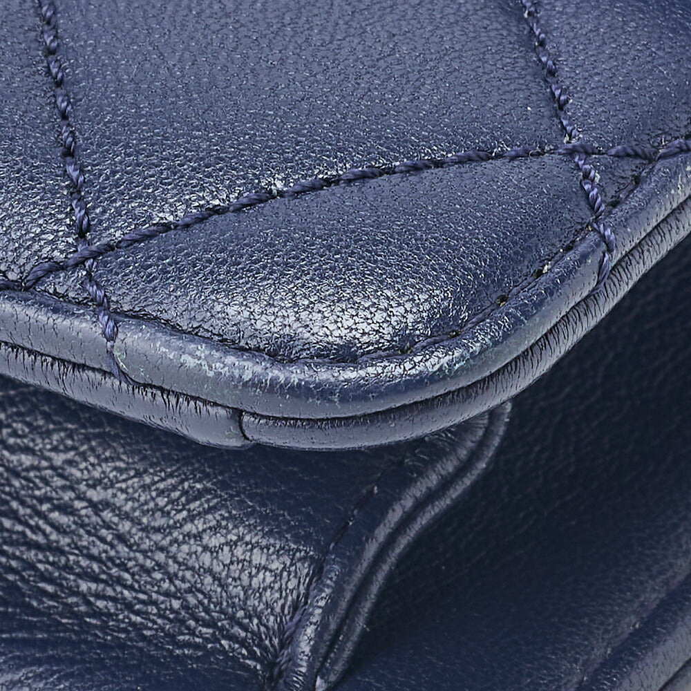 CHANEL Shoulder Tote Bag Matelasse Push Lock Calfskin Navy Gold-Tone Hardware Pre-Owned - Vintage La Charme