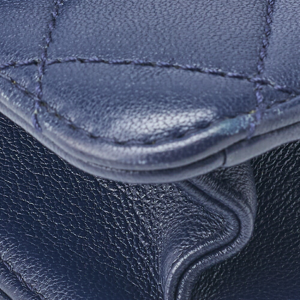 CHANEL Shoulder Tote Bag Matelasse Push Lock Calfskin Navy Gold-Tone Hardware Pre-Owned - Vintage La Charme