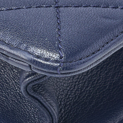 CHANEL Shoulder Tote Bag Matelasse Push Lock Calfskin Navy Gold-Tone Hardware Pre-Owned - Vintage La Charme