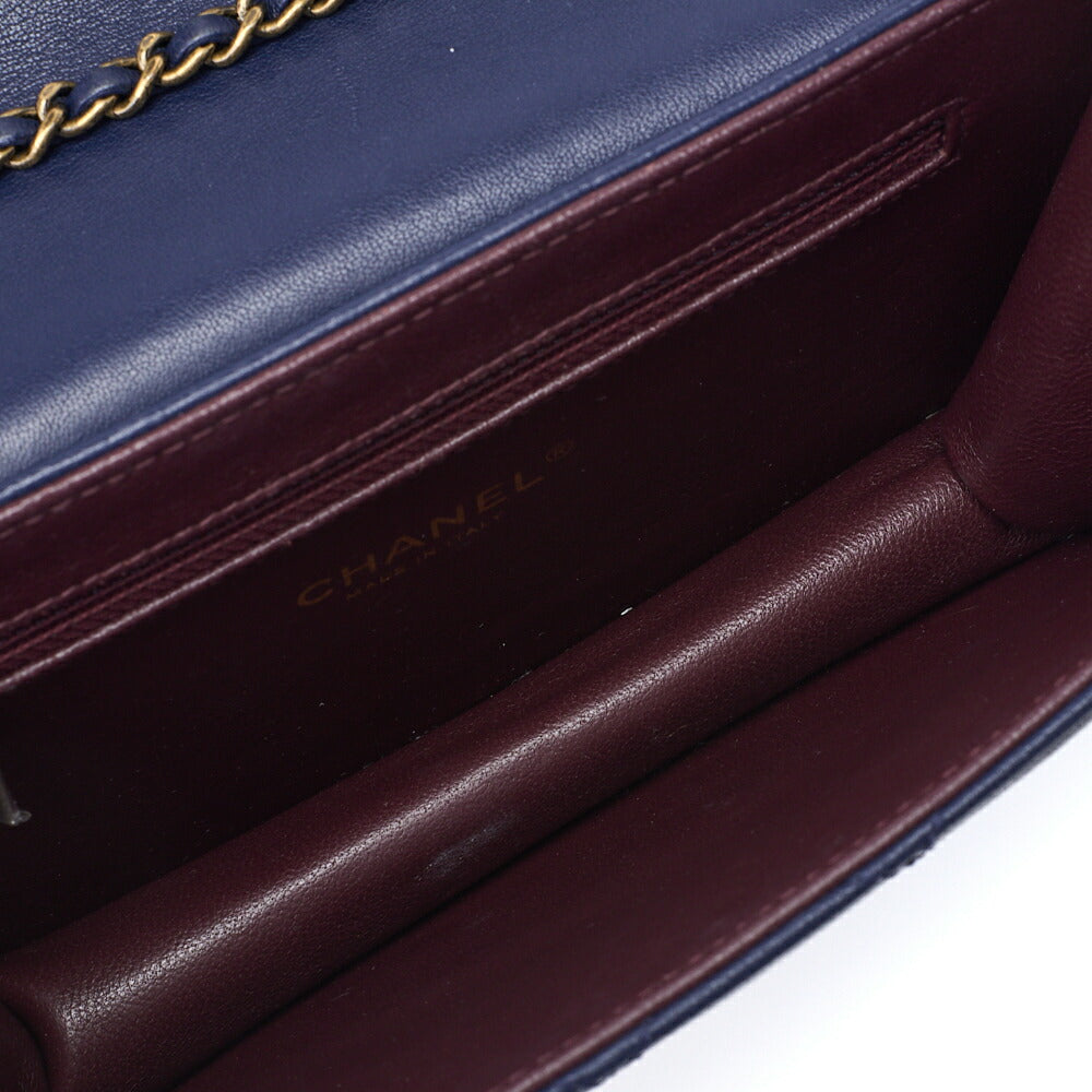 CHANEL Shoulder Tote Bag Matelasse Push Lock Calfskin Navy Gold-Tone Hardware Pre-Owned - Vintage La Charme