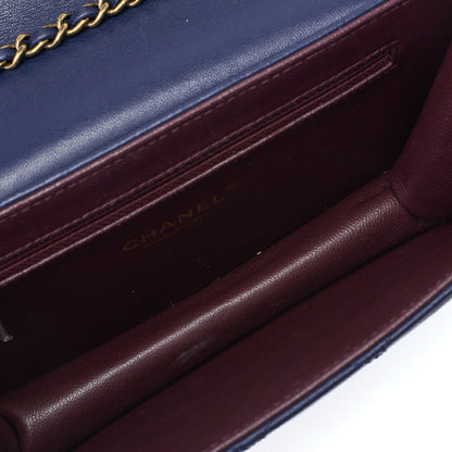 CHANEL Shoulder Tote Bag Matelasse Push Lock Calfskin Navy Gold-Tone Hardware Pre-Owned - Vintage La Charme