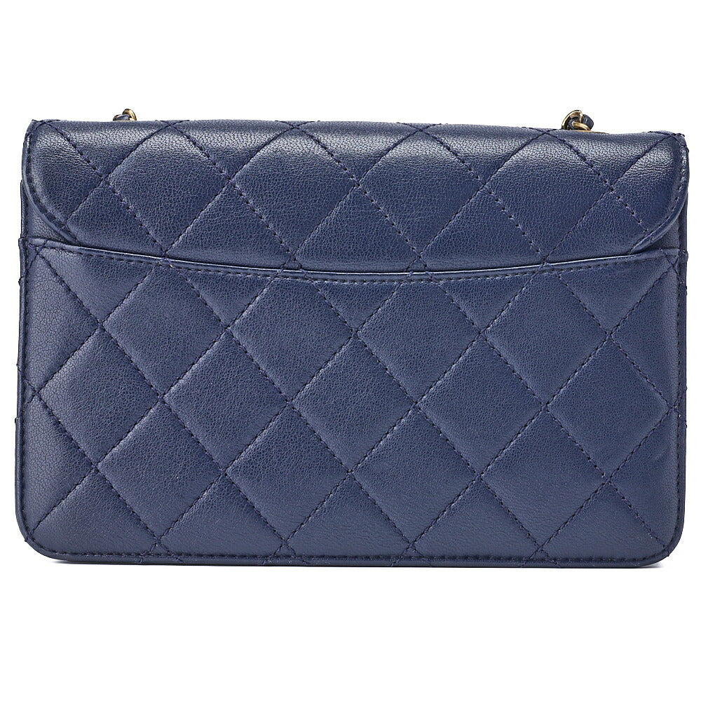 CHANEL Shoulder Tote Bag Matelasse Push Lock Calfskin Navy Gold-Tone Hardware Pre-Owned - Vintage La Charme