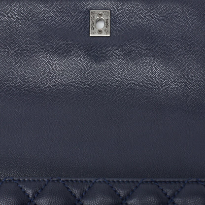 CHANEL Shoulder Tote Bag Matelasse Coco Handle 2WAY Caviar Skin Navy Silver-Tone Hardware Pre-Owned - Vintage La Charme