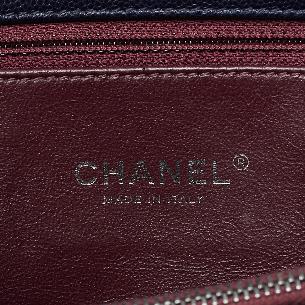 CHANEL Shoulder Tote Bag Matelasse Coco Handle 2WAY Caviar Skin Navy Silver-Tone Hardware Pre-Owned - Vintage La Charme
