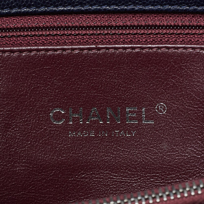 CHANEL Shoulder Tote Bag Matelasse Coco Handle 2WAY Caviar Skin Navy Silver-Tone Hardware Pre-Owned - Vintage La Charme
