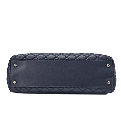 CHANEL Shoulder Tote Bag Matelasse Coco Handle 2WAY Caviar Skin Navy Silver-Tone Hardware Pre-Owned - Vintage La Charme