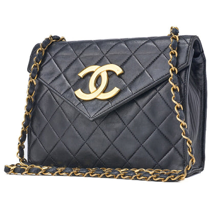 CHANEL Shoulder Bag Matelasse Lambskin Black Gold-Tone Hardware Pre-Owned - Vintage La Charme