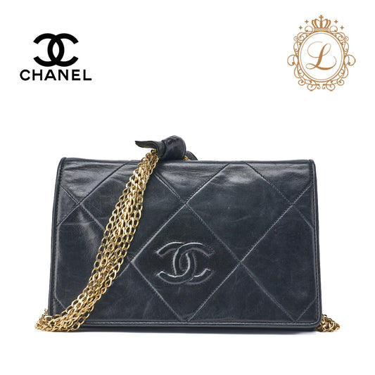 CHANEL Shoulder Tote Bag Matelasse Coco Mark Push Lock Lambskin Black Gold-Tone Hardware Pre-Owned - Vintage La Charme