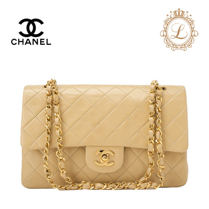 CHANEL Shoulder Bag Tote Bag Matelasse Double Flap Lambskin Beige Gold-Tone Hardware Pre-Owned - Vintage La Charme
