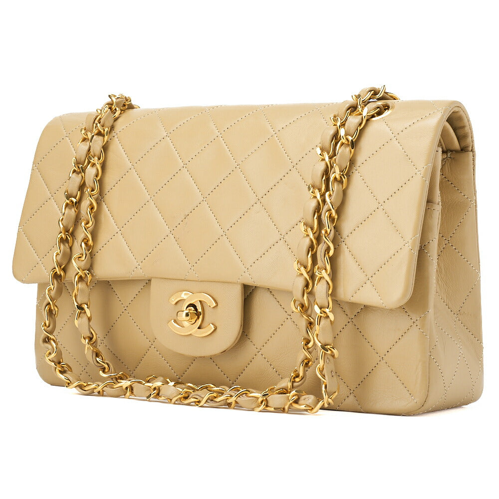 CHANEL Shoulder Bag Tote Bag Matelasse Double Flap Lambskin Beige Gold-Tone Hardware Pre-Owned - Vintage La Charme