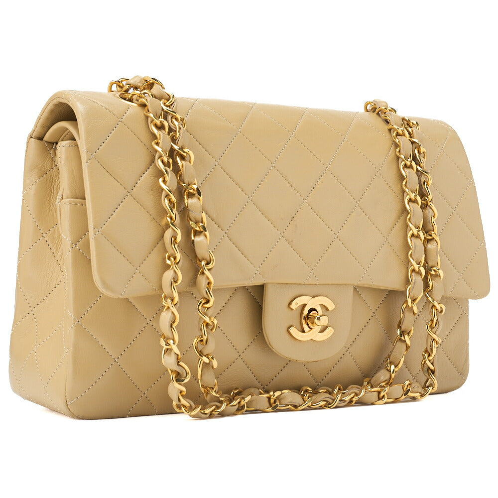 CHANEL Shoulder Bag Tote Bag Matelasse Double Flap Lambskin Beige Gold-Tone Hardware Pre-Owned - Vintage La Charme