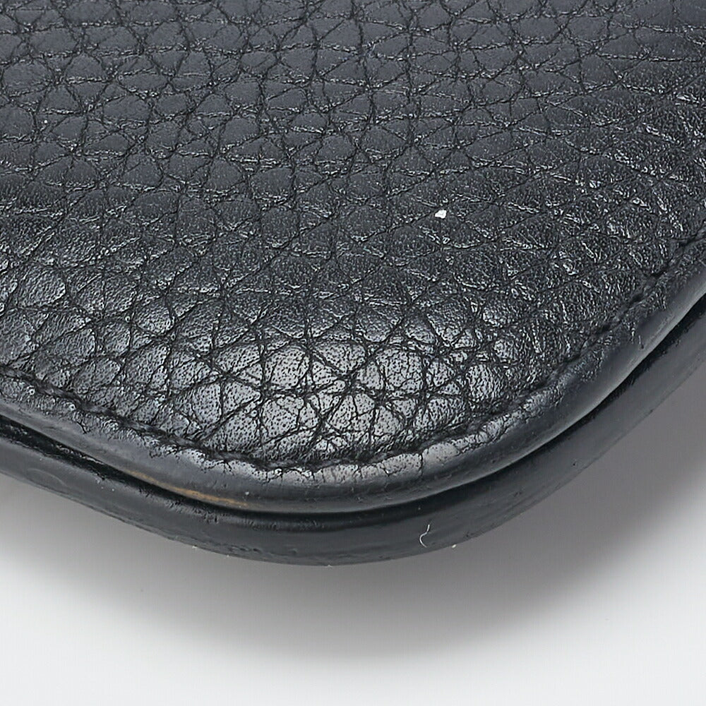 HERMES Dogon Long Two-Fold Wallet Togo Black Silver-Tone Hardware Pre-Owned - Vintage La Charme
