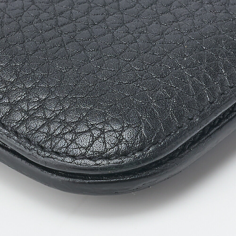 HERMES Dogon Long Two-Fold Wallet Togo Black Silver-Tone Hardware Pre-Owned - Vintage La Charme