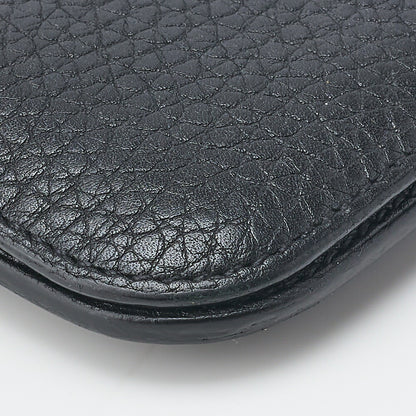 HERMES Dogon Long Two-Fold Wallet Togo Black Silver-Tone Hardware Pre-Owned - Vintage La Charme