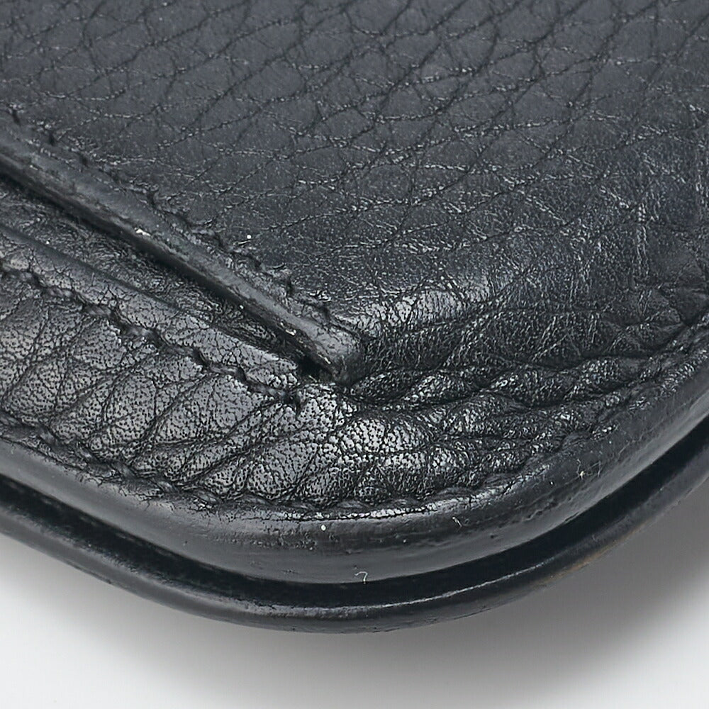HERMES Dogon Long Two-Fold Wallet Togo Black Silver-Tone Hardware Pre-Owned - Vintage La Charme