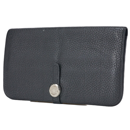 HERMES Dogon Long Two-Fold Wallet Togo Black Silver-Tone Hardware Pre-Owned - Vintage La Charme