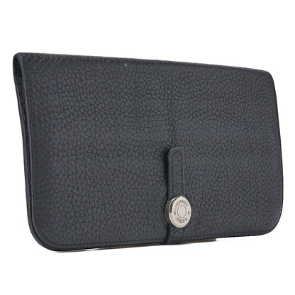 HERMES Dogon Long Two-Fold Wallet Togo Black Silver-Tone Hardware Pre-Owned - Vintage La Charme