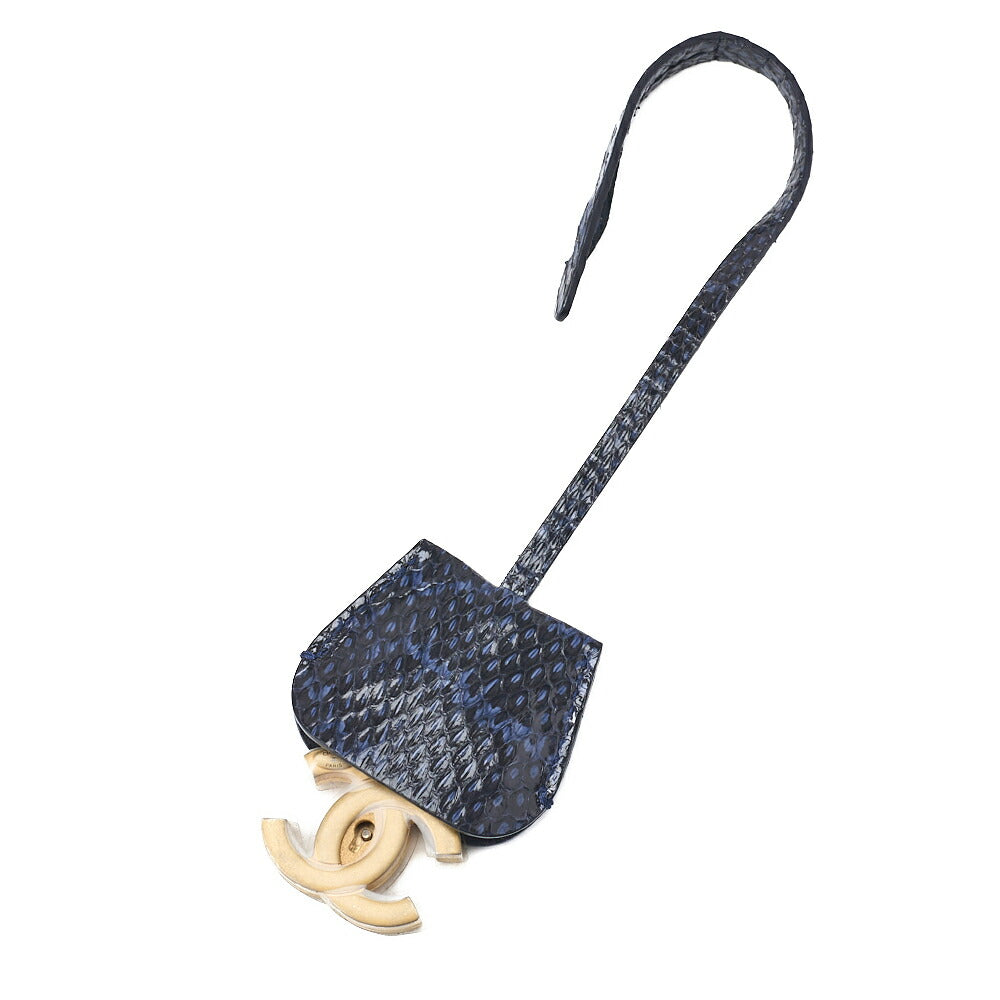 CHANEL Shoulder Tote Bag Coco Mark CC Filigree 2WAY Python Tweed Navy Gold-Tone Hardware Pre-Owned - Vintage La Charme