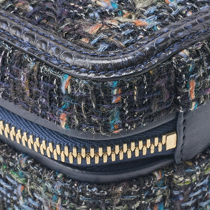CHANEL Shoulder Tote Bag Coco Mark CC Filigree 2WAY Python Tweed Navy Gold-Tone Hardware Pre-Owned - Vintage La Charme