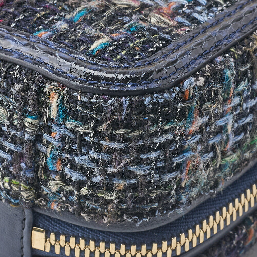 CHANEL Shoulder Tote Bag Coco Mark CC Filigree 2WAY Python Tweed Navy Gold-Tone Hardware Pre-Owned - Vintage La Charme