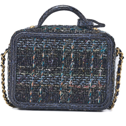 CHANEL Shoulder Tote Bag Coco Mark CC Filigree 2WAY Python Tweed Navy Gold-Tone Hardware Pre-Owned - Vintage La Charme