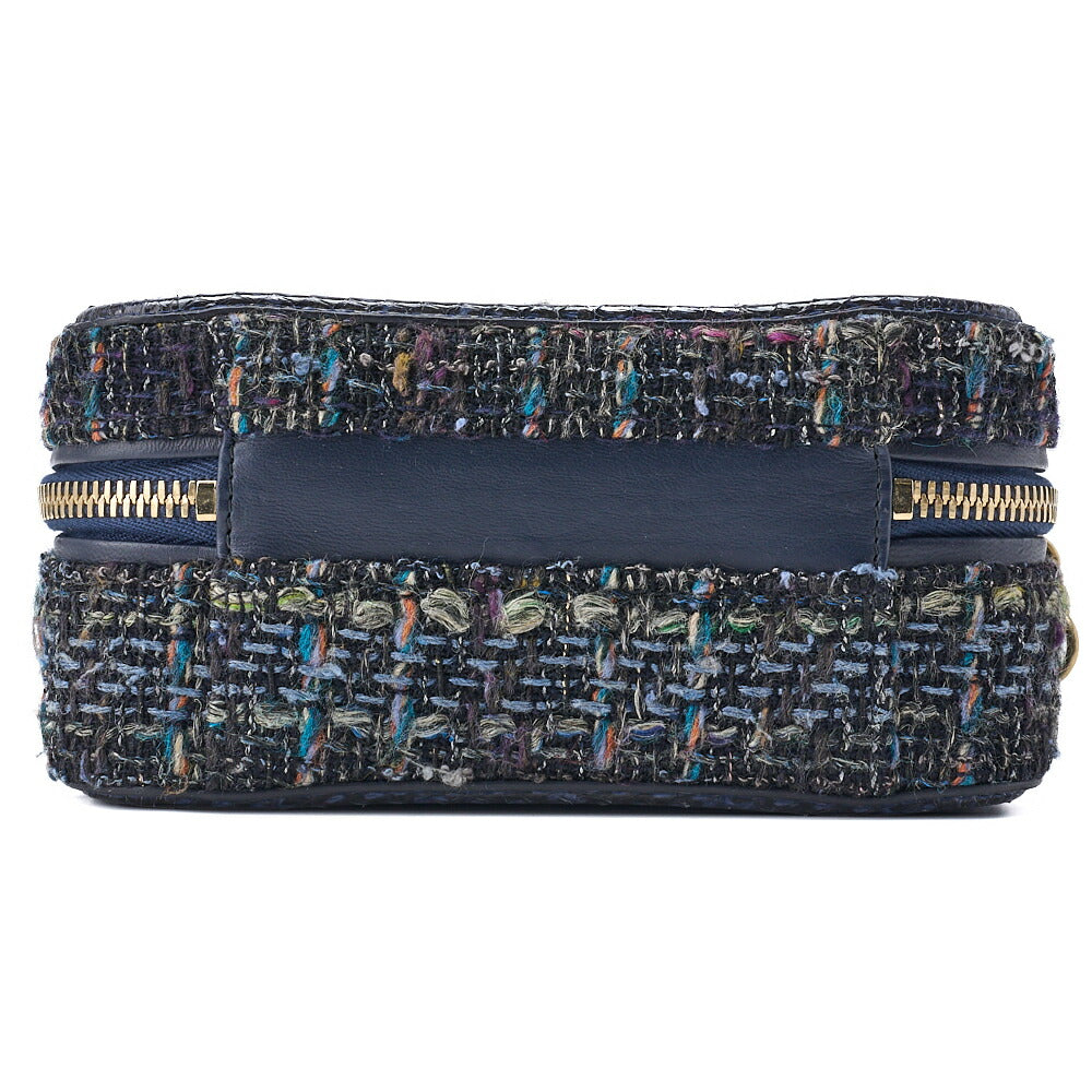 CHANEL Shoulder Tote Bag Coco Mark CC Filigree 2WAY Python Tweed Navy Gold-Tone Hardware Pre-Owned - Vintage La Charme