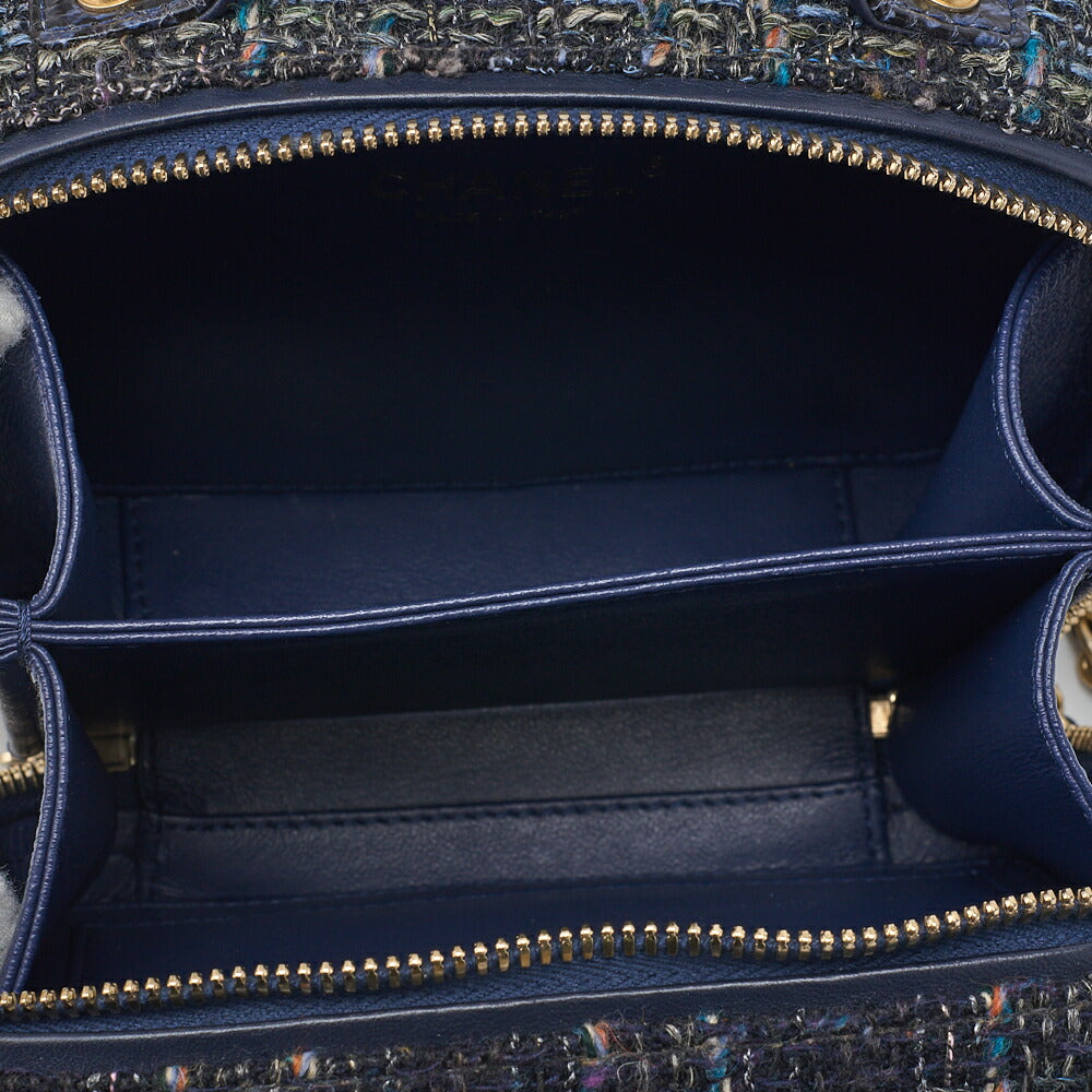 CHANEL Shoulder Tote Bag Coco Mark CC Filigree 2WAY Python Tweed Navy Gold-Tone Hardware Pre-Owned - Vintage La Charme