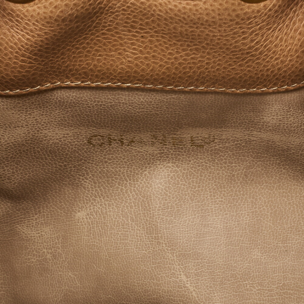 CHANEL Shoulder Backpack Bag Outside Flap Drawstring Type Caviar Skin Beige Gold-Tone Hardware Pre-Owned - Vintage La Charme