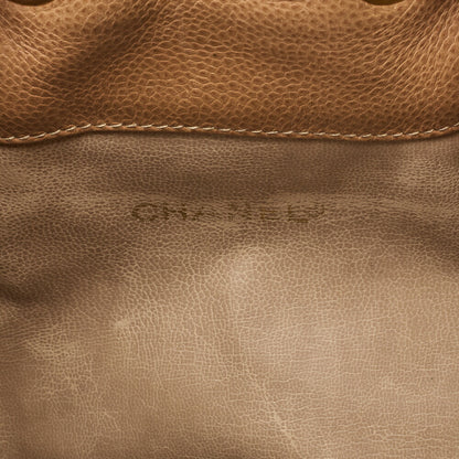CHANEL Shoulder Backpack Bag Outside Flap Drawstring Type Caviar Skin Beige Gold-Tone Hardware Pre-Owned - Vintage La Charme