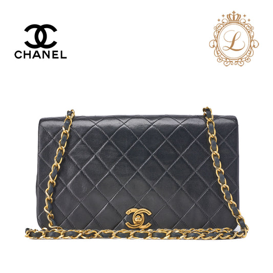 CHANEL Shoulder Bag Matelasse Lambskin Black Gold-Tone Hardware Pre-Owned - Vintage La Charme