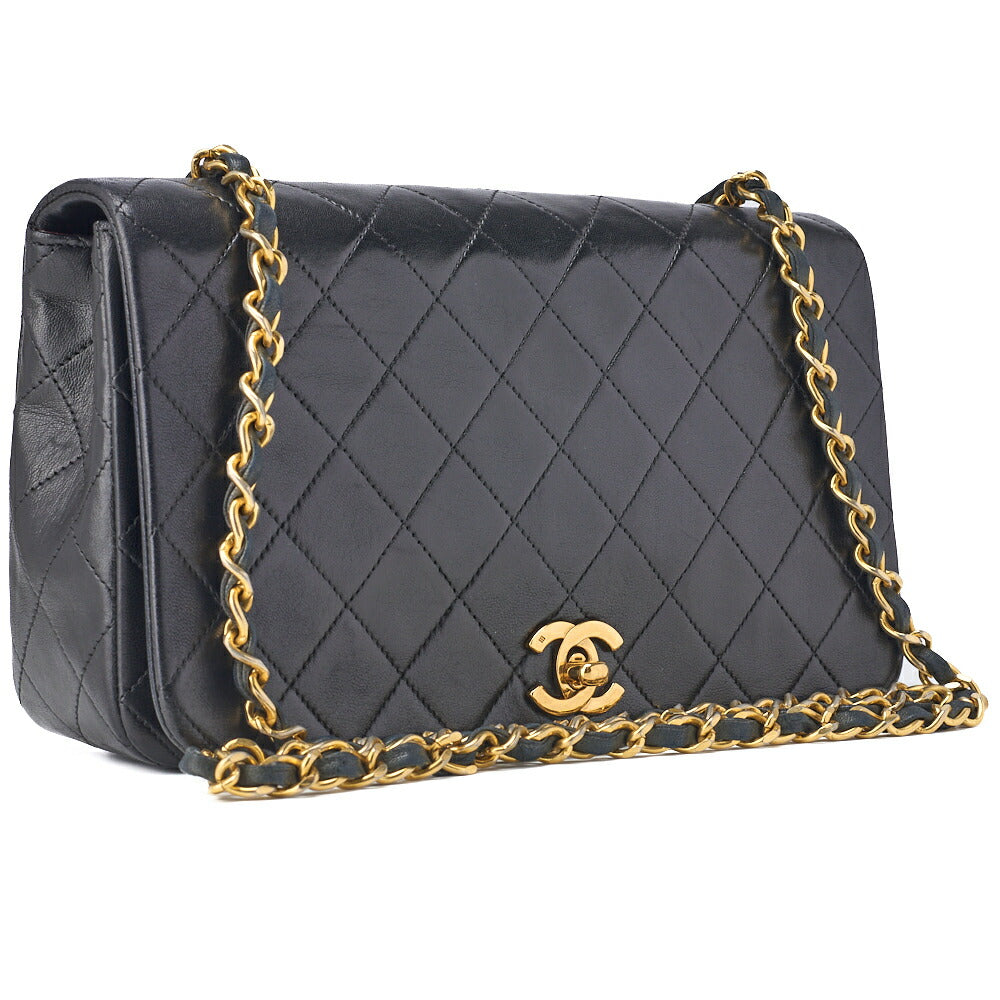 CHANEL Shoulder Bag Matelasse Lambskin Black Gold-Tone Hardware Pre-Owned - Vintage La Charme