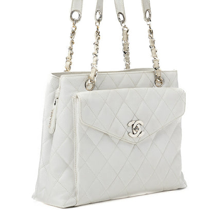 CHANEL Shoulder Tote Bag Matelasse Caviar Skin Silver-Tone Hardware Pre-Owned - Vintage La Charme