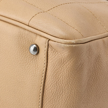 CHANEL Shoulder Tote Bag Choco Bar Logo Mark Caviar Skin Beige Silver-Tone Hardware Pre-Owned - Vintage La Charme