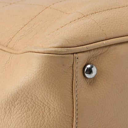 CHANEL Shoulder Tote Bag Choco Bar Logo Mark Caviar Skin Beige Silver-Tone Hardware Pre-Owned - Vintage La Charme