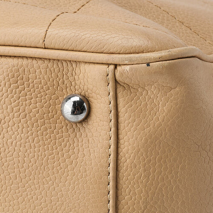 CHANEL Shoulder Tote Bag Choco Bar Logo Mark Caviar Skin Beige Silver-Tone Hardware Pre-Owned - Vintage La Charme