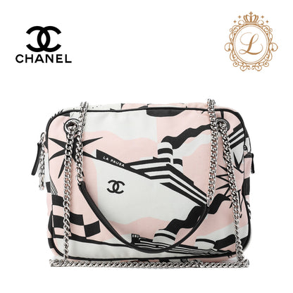 Chanel Shoulder Tote Bag Cruise Line Coco Charm Canvas Multicolor Silver-Tone Hardware Pre-Owned - Vintage La Charme