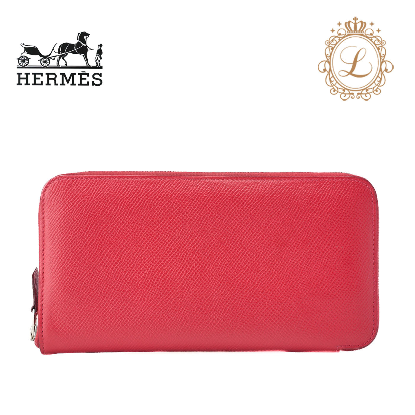HERMES Azap Long Round Wallet, Epson, Rose Jaipur, Silver-Tone Hardware, Pre-Owned - Vintage La Charme
