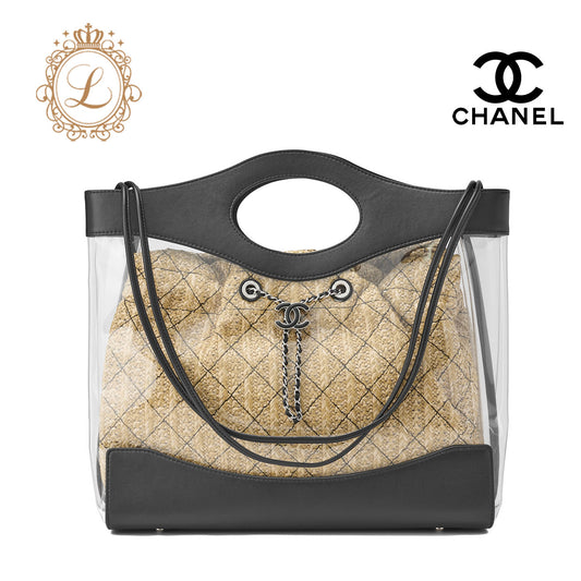 CHANEL Shoulder Tote Bag Matelasse Chain Shoulder 2WAY Lambskin Straw Black Silver-Tone Hardware Pre-Owned - Vintage La Charme