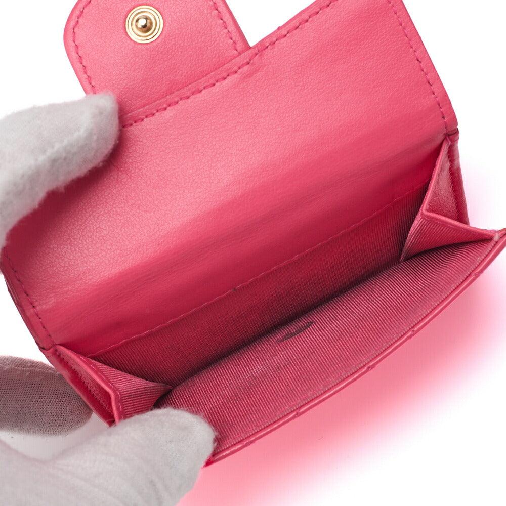 CHANEL Tri-Fold Compact Wallet Matelasse Lambskin Pink Gold-Tone Hardware Pre-Owned - Vintage La Charme