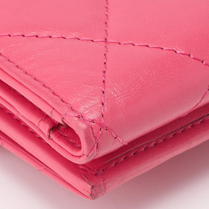 CHANEL Tri-Fold Compact Wallet Matelasse Lambskin Pink Gold-Tone Hardware Pre-Owned - Vintage La Charme