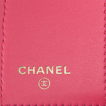 CHANEL Tri-Fold Compact Wallet Matelasse Lambskin Pink Gold-Tone Hardware Pre-Owned - Vintage La Charme