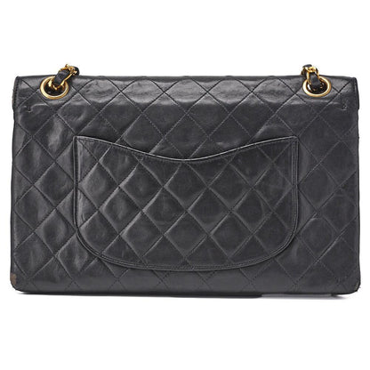 CHANEL Shoulder Bag, Matelasse Double Flap, Lambskin, Black, Gold-Tone Hardware, Pre-Owned - Vintage La Charme