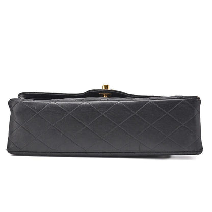 CHANEL Shoulder Bag, Matelasse Double Flap, Lambskin, Black, Gold-Tone Hardware, Pre-Owned - Vintage La Charme