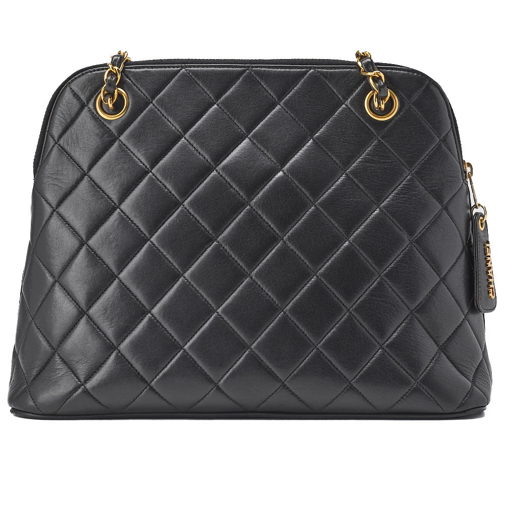 CHANEL Shoulder Bag Matelasse Chain Shoulder Lambskin Black Gold-Tone Hardware Pre-Owned - Vintage La Charme