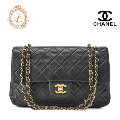 CHANEL Shoulder Bag, Chain Shoulder, Matelasse, Lambskin, Black, Gold-Tone Hardware, Pre-Owned - Vintage La Charme