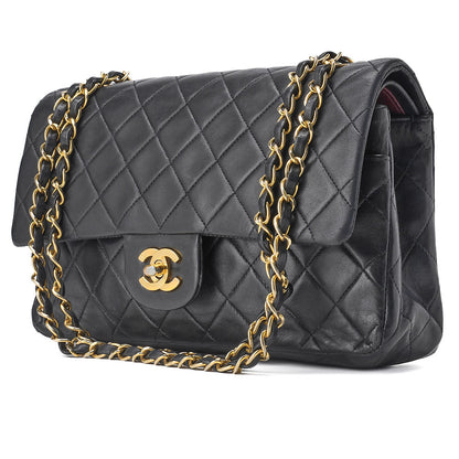 CHANEL Shoulder Bag, Chain Shoulder, Matelasse, Lambskin, Black, Gold-Tone Hardware, Pre-Owned - Vintage La Charme