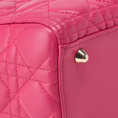 Dior Lady Dior Cannage 2WAY Handbag Lambskin Pink Gold-Tone Hardware Pre-Owned - Vintage La Charme