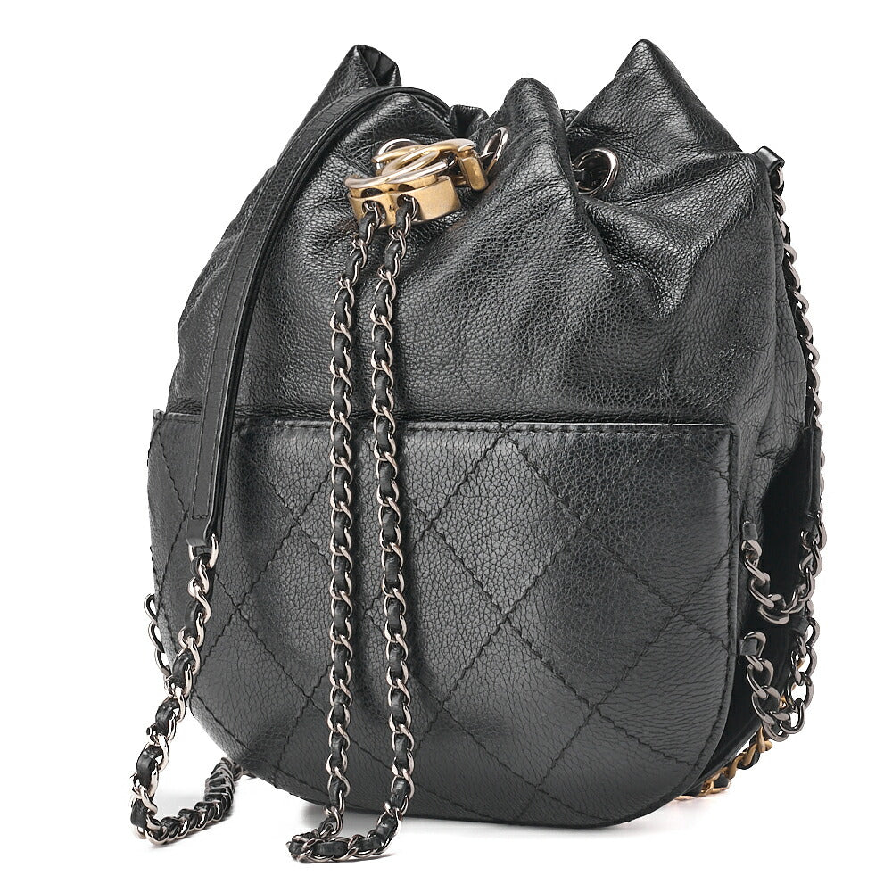 CHANEL Shoulder Bag, Chain Shoulder, Matelasse, Caviar Skin, Black, Gold-Tone Hardware, Pre-Owned - Vintage La Charme