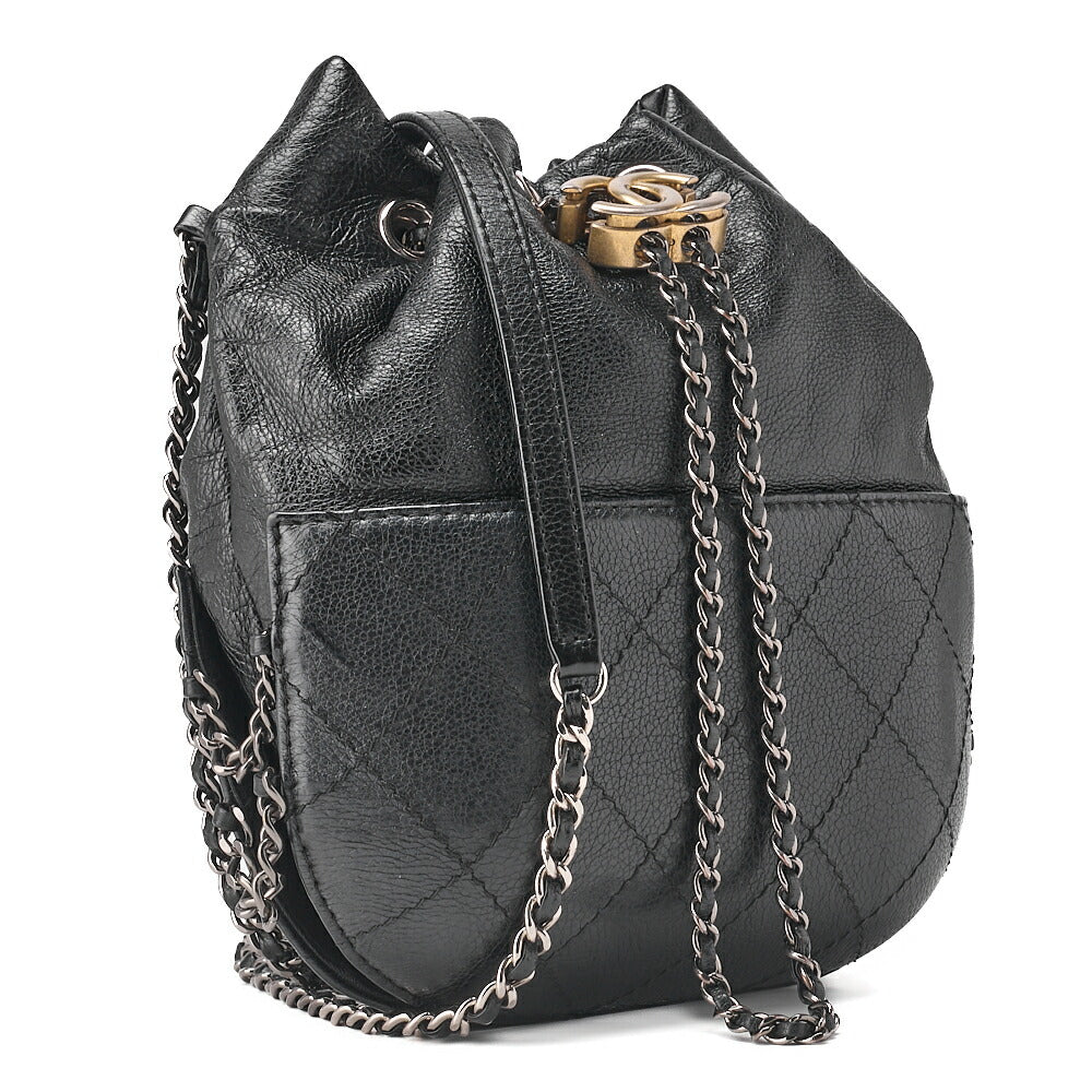 CHANEL Shoulder Bag, Chain Shoulder, Matelasse, Caviar Skin, Black, Gold-Tone Hardware, Pre-Owned - Vintage La Charme