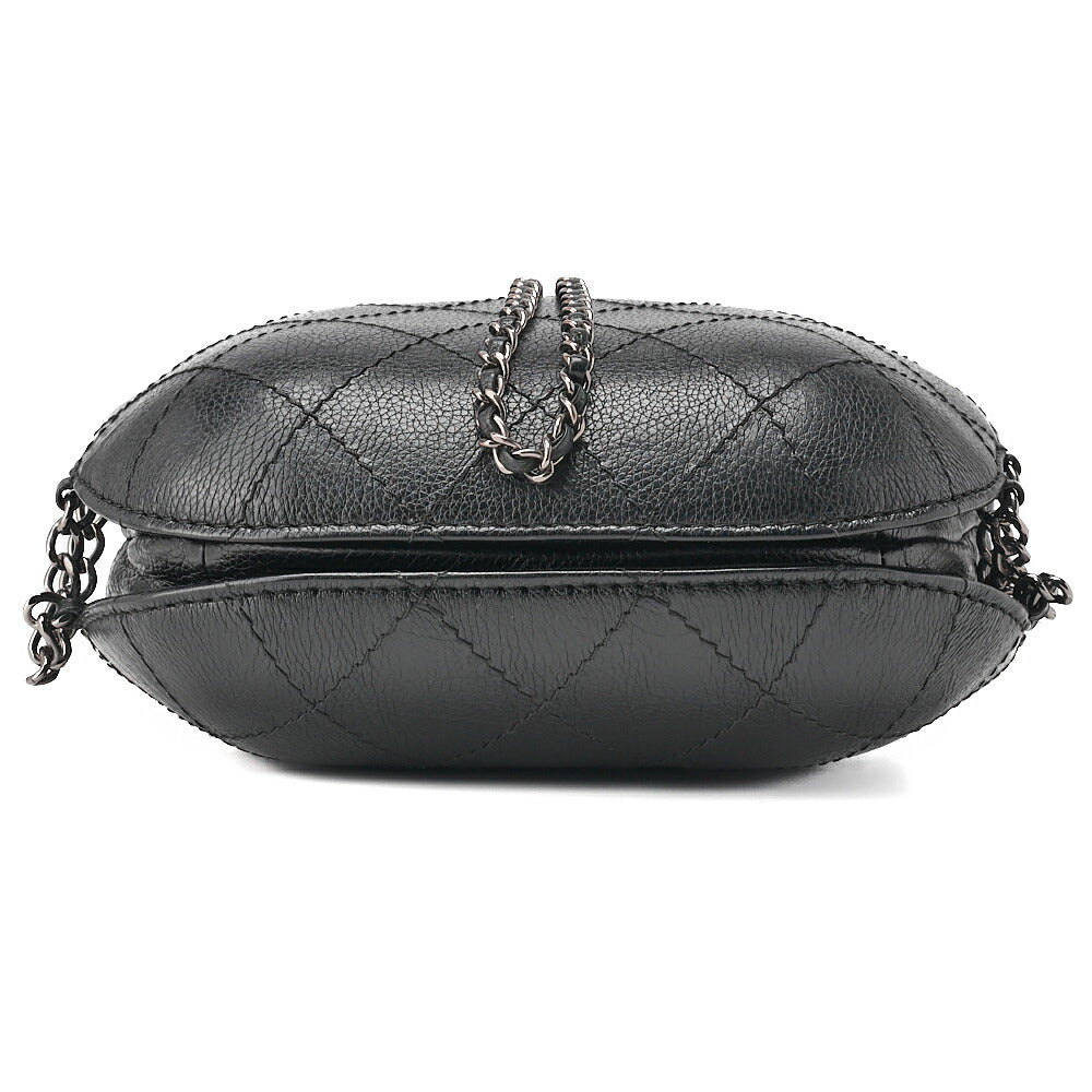 CHANEL Shoulder Bag, Chain Shoulder, Matelasse, Caviar Skin, Black, Gold-Tone Hardware, Pre-Owned - Vintage La Charme
